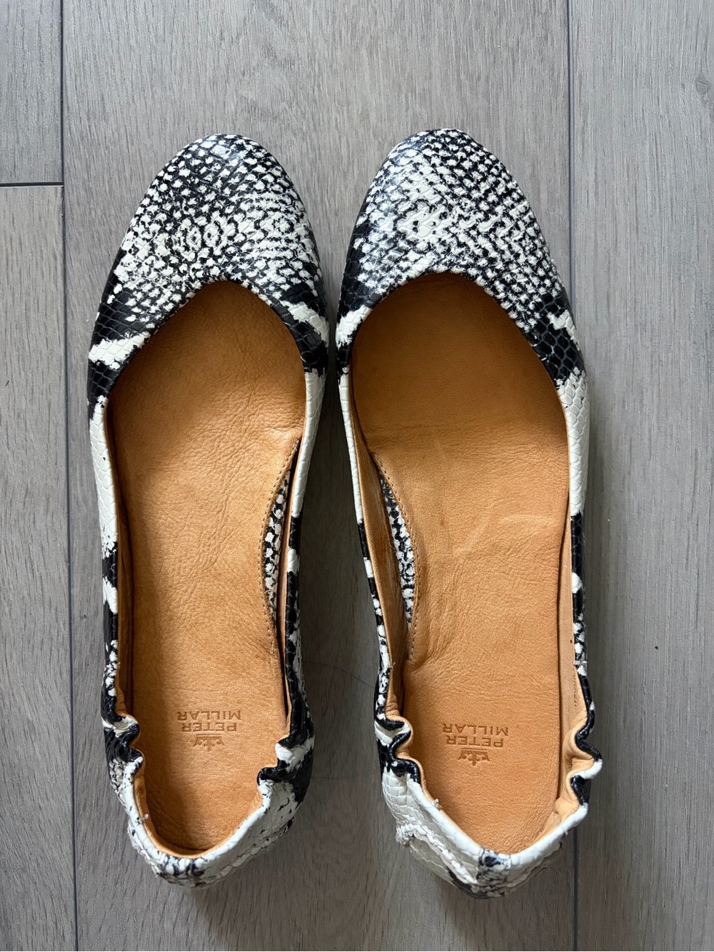 Peter Millar Black & White Snake-Print Women's Ballet Flats